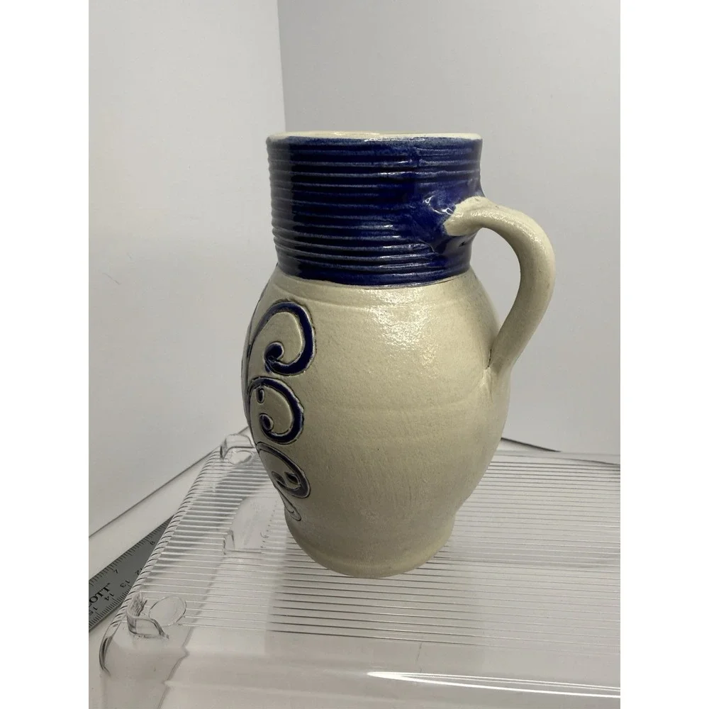 Williamsburg Pottery Cobalt Blue Hand-‎ Thrown Pitcher